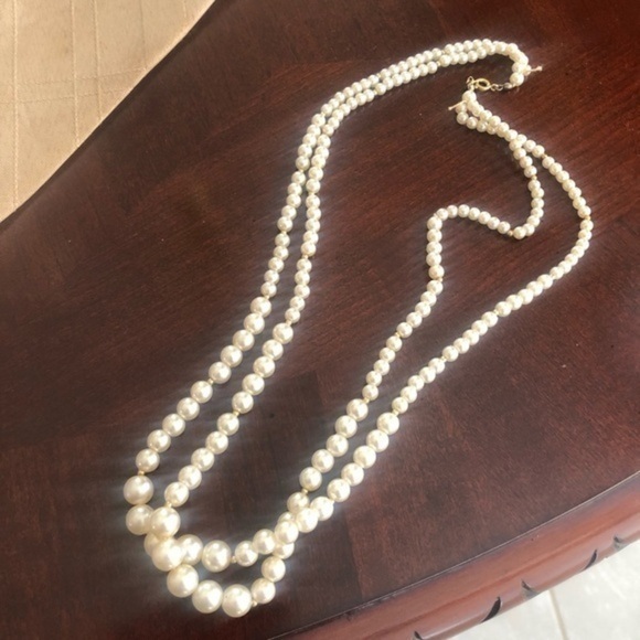 Vintage Faux Pearl Double Layer Necklace - Picture 1 of 3